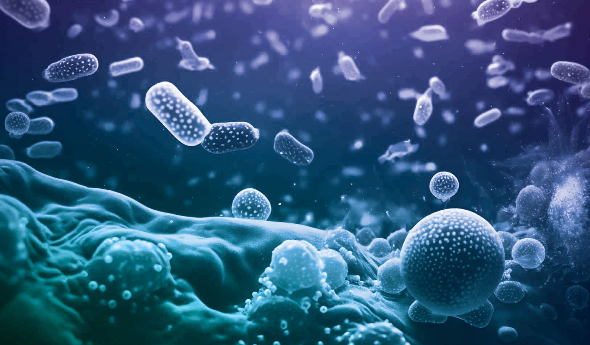 Illustration of gut pathogens and harmful bacteria in the digestive tract showing microbiome imbalance, supported by functional medicine at BionwoRx in Carmel, Indiana